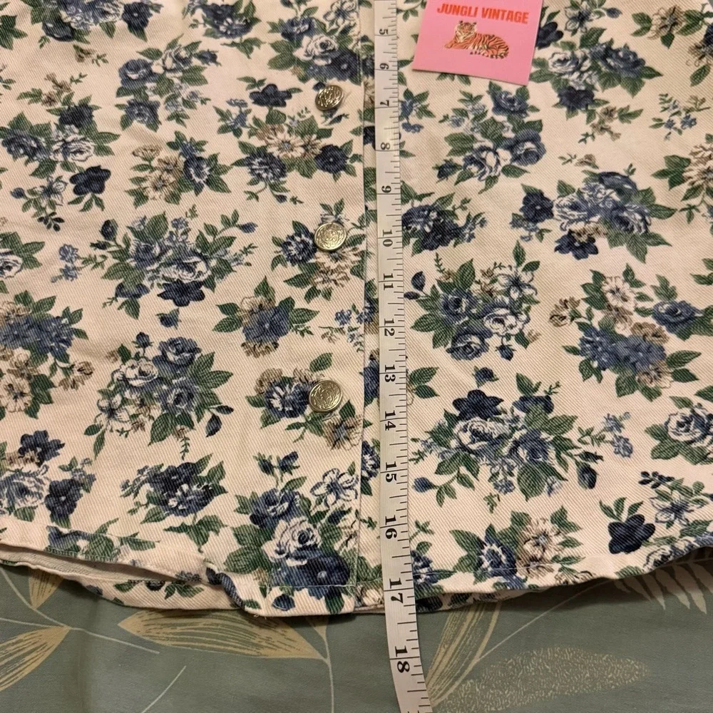 VINTAGE Y2K 90s AMY BYER Blue Floral White Denim Skort Waist Size 7 - Picture 10 of 10